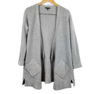 Eileen Fisher Wool & Silk Open Front Cardigan Pockets Size XS